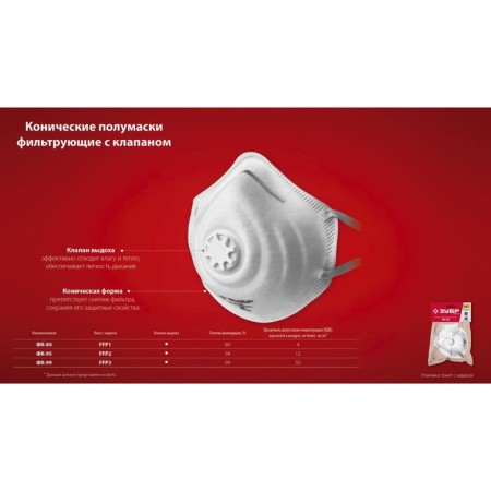 Half mask filtering bison FK-99 11163-3, conical, with a flap valve, ffp3-3