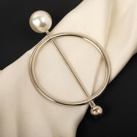 Busy buckle “bead”, white color in silver-3