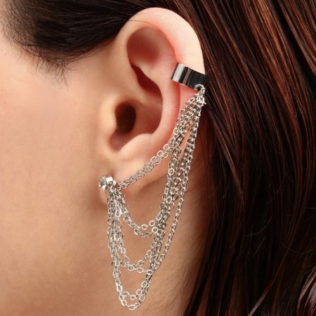 Earring "Kaff" eight chains, color silver