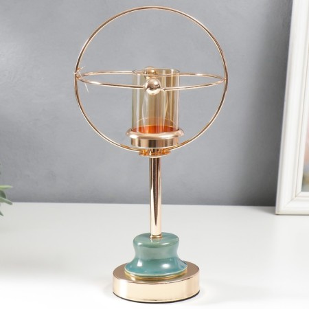 Summary of Metal for 1 candle "Saturn" gold and blue-green 32x15x15 cm-1
