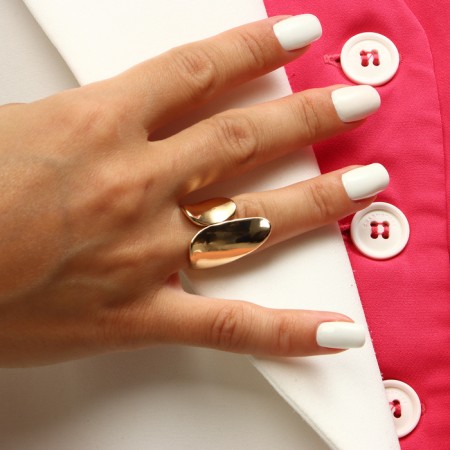 Ring Metal "Trend" two petals, color gold, size 18-3
