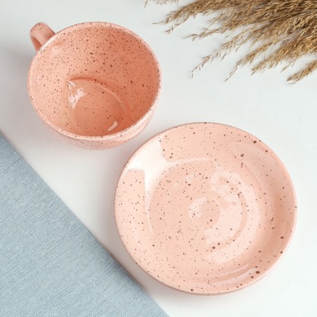 Tea couple "Elegant" 0.25l / 11x6.5cm + saucer 15cm, flamingos-3