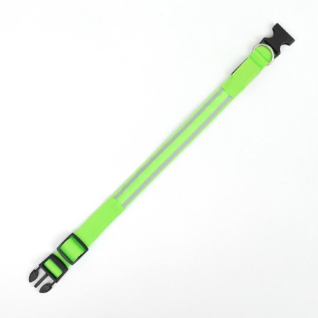 Collar with backlighting double strip size m, Osh 40-48 x 2.5 cm, 3 glow modes Green-3
