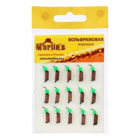 Mormyshka Wolfram Marlin’s Curs, 2 mm, 0.95 g, black + cube green UV, 15 pcs.-1