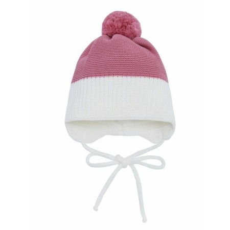 A cap on ties with a pompom Children's Amarobaby Pure Love Wind, with a lining, size 44-46 cm, pink color-4