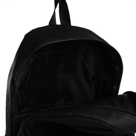 Youth backpack from textiles with a zipper, waterproof, 3 pockets, black color-5