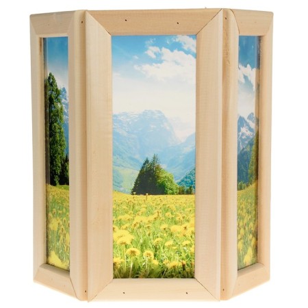 Wooden lampshade "dandelions" with glass inserts with UV seal, 33x29x12cm-3
