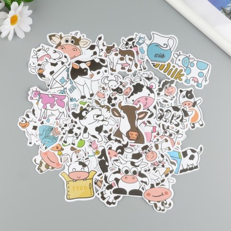 Plastic stickers "cow" set 60 pcs 10x12 cm