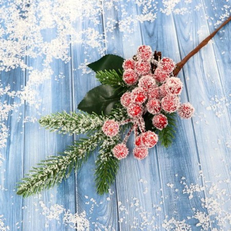 Decor "Winter Dreams" branch of needles berries bumps, 27 cm
