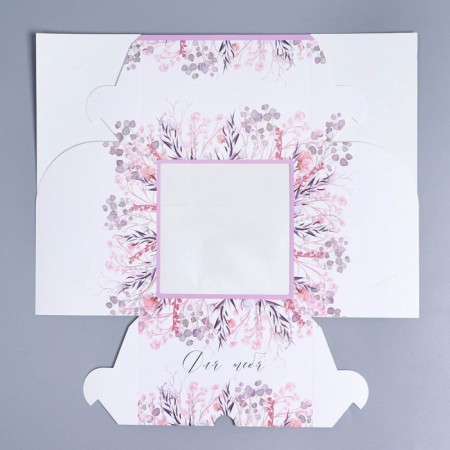 Capcake box, confectionery packaging with a window, 4 cells "Wreath", 16 x 16 x 10 cm-5