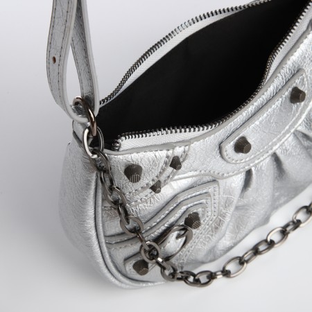 Bag Women's Cross Bodi, on a zipper, silver color-5