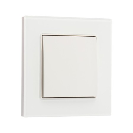 Tot Glossy Glass switch, 10 a, 1 key, hidden, glass, white-1