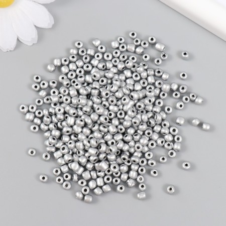 Glass beads 6/0 "silver" metallic 450 g-1