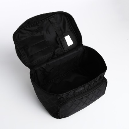 Cosmetic bag with a zipper, with a mirror, black color-2