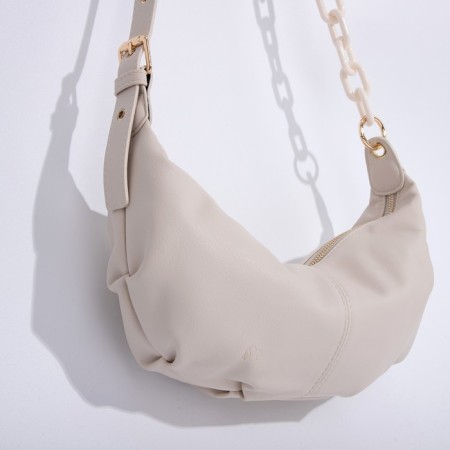 Bag bag, lightning department, adjustable belt, milk color-3
