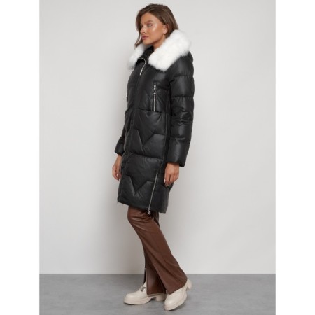 Coat insulated winter female, size 56, black color-1