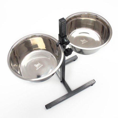 Adjustable stand with 2 bowls of 4 liters, height stands 40 cm-8