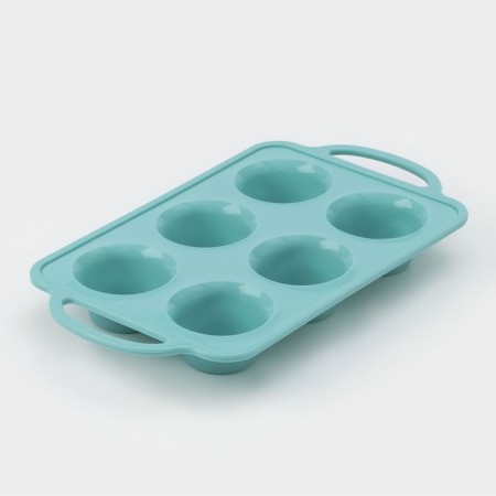 The form for baking "Figures. Circle ”, 32.5 × 18.5 × 4 cm, 6 cells, (7 × 7 × 4 cm), turquoise color-1