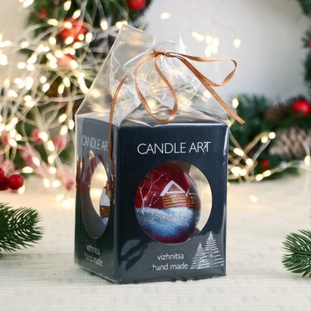 Christmas ball D-8 cm "Chapel in the winter village" Hand painting-1
