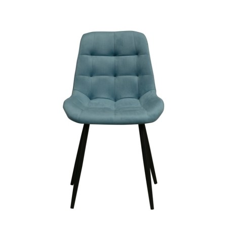“Quarter U” chair, velor tenerife Dusty Blue / Metal Black-3