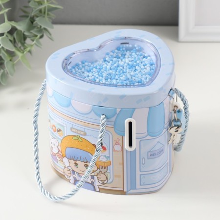 Piggy bank Metal with a lock "Sweets" mix 13x12.5x12 cm-1