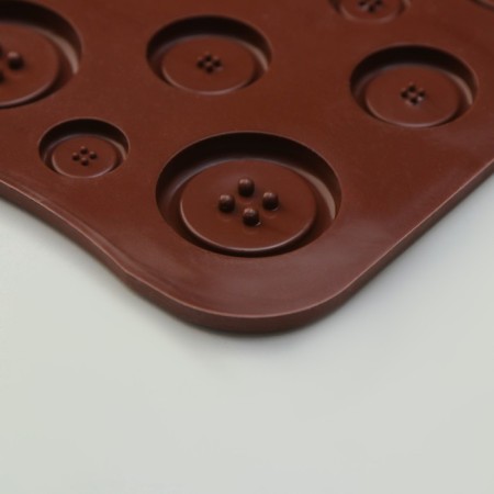 Form for jewelry of the share "buttons", silicone, 20.5 × 10 cm, 19 cells, brown color-3