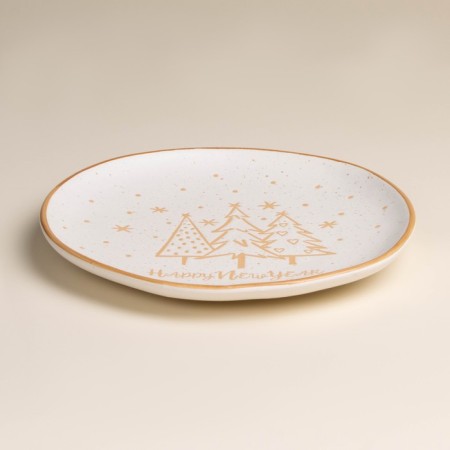 New Year's plate SL Home "Happy New Year", d = 21 cm, porcelain, white color-2