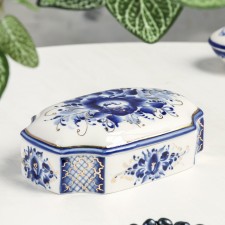 Great box, 15 x 9 x 5 cm, gzhel, cobalt