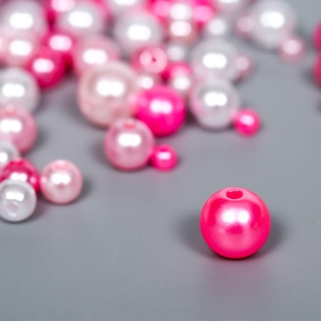 Beads for creativity plastic "Round. Assorted pink" d = 3-8 mm, set 10 grams-1