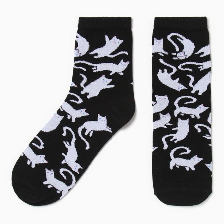 Minaku socks "cats", black color, size 38-39 (25 cm)