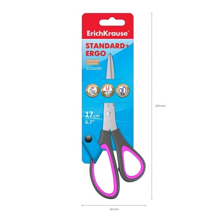 Scissors Standard+ ergo, 17 cm, blister, mix-10