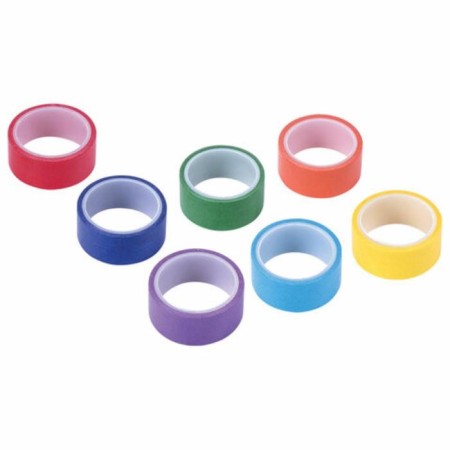 Adhesive Washi tapes for decor rainbow, plain, 15 mm x 3 m (set 7 pcs) rice paper-2