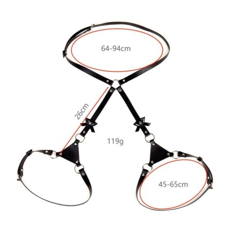 BDSM Oka-horses, on a belt, with bows, PU, ​​OS, black size-4