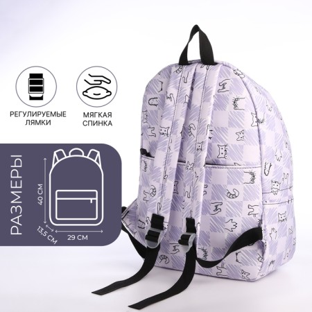 School backpack of textiles on lightning, 4 pockets, lilac color-2