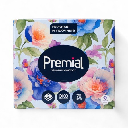 Premial napkins cosmetic 3-layer in the box non stop, 70 pcs mix-8