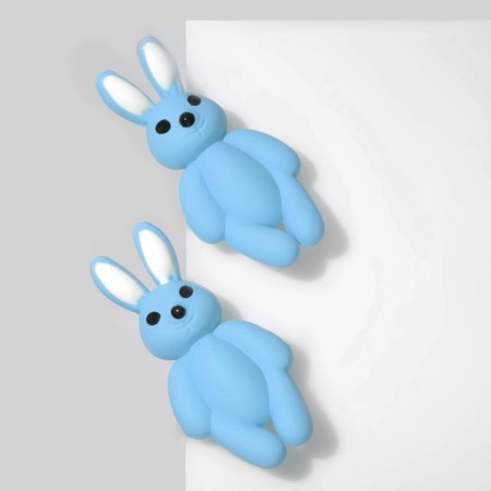 Earrings plastic "hares", blue color-1