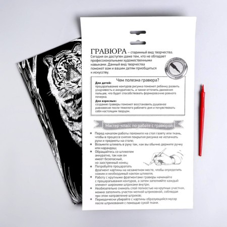 Engraving on the “Tiger” substrate with the metallic effect “silver” A4-3