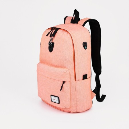 School backpack of textiles on lightning, Fulldorn, 3 pockets, peach color