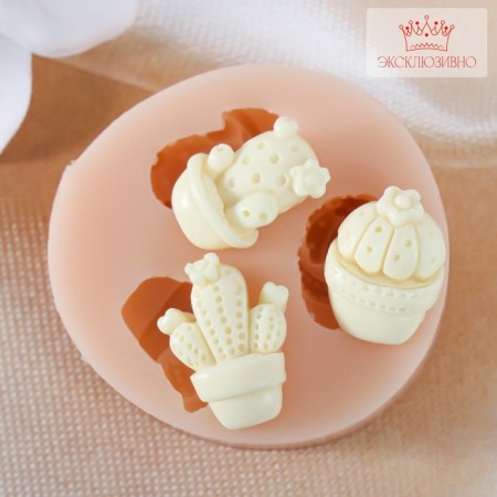 Silicone Mold "Cacti" 1.8x1.4x0.9, 1.5x2x0.6, 1.2x1.9x0.6 cm