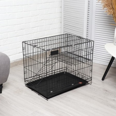 A cage for dogs and cats, a bunk 61 x 42 x 50 cm, black