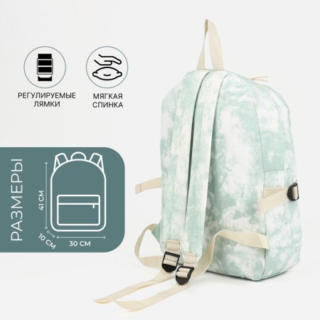 Young backpack from textiles on lightning, 3 pockets, green color-1