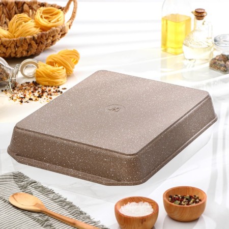 Brown baking sheet, 30 × 40 cm, h = 5.5 cm, anti -stick coating, brown color-1