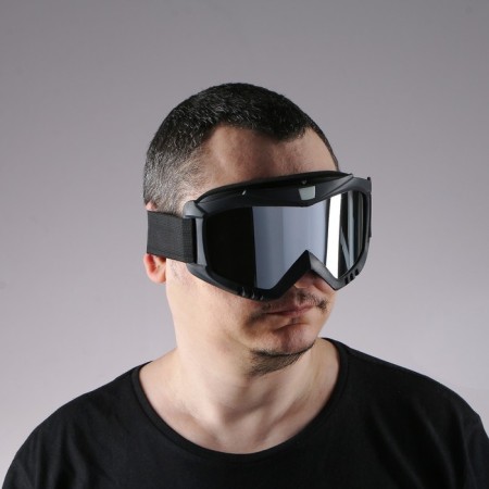 Mask glasses for motor vehicles, collapsible, chrome visor, black color-9