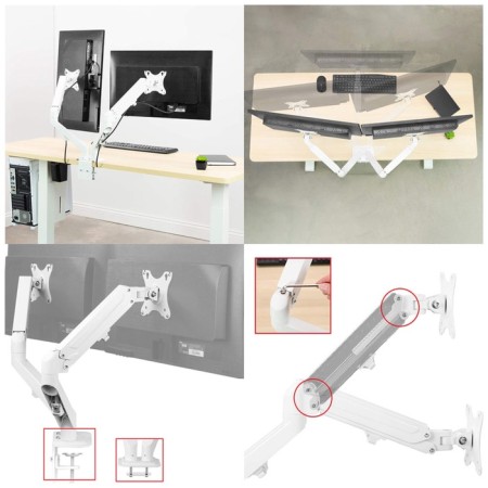 UNITEKI FMGT82W bracket for two monitors to the table, gas elevator, diagonal 17-27 inches-4