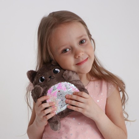 Soft toy "Nick cat", with sequins, 16x8x17 cm-4