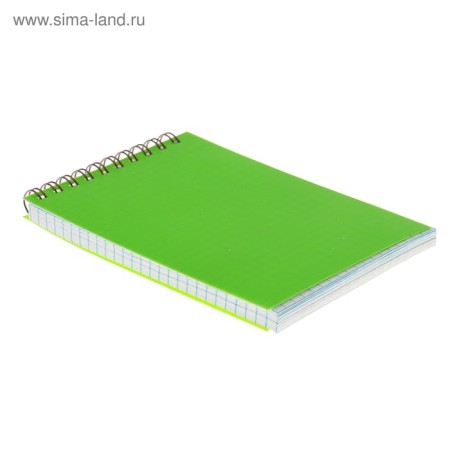 Notepad A6, 80 sheets in the cage on the crest "Green. Neon", plastic cover-1