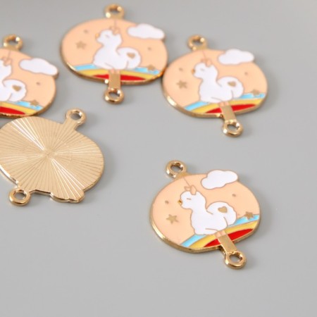 Decor for creativity Metal, enamel "Lama on the rainbow" 2.7x2.1 cm