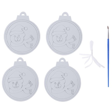 Christmas tree decoration for painting "Bear" 4 pcs., Brush-1