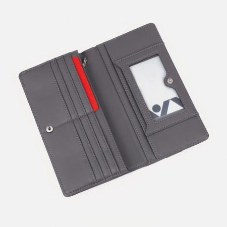 Women's wallet on the button, gray color-2