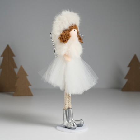 Interior doll "Angel in a furry hat and fur coat" 5.5x8.8x18 cm-2